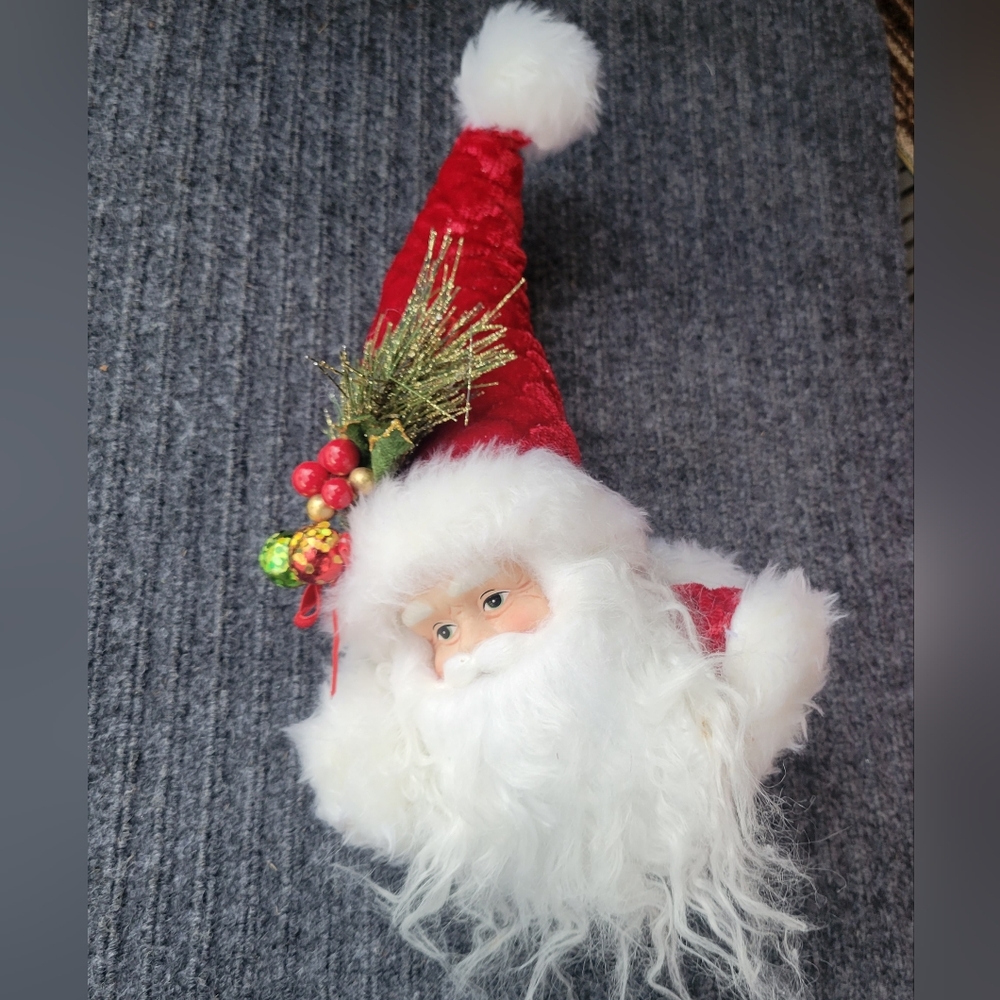 Ceramic Red Hat Large Santa Head Ornament